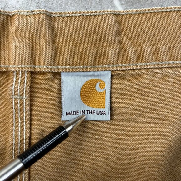 Carhartt Double Knee Pants Mens 46x32 B01 BRN Workwear Made in USA Distressed - Picture 8 of 12